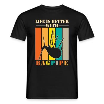 Bagpipe musician musical instrument - Men's T-Shirt - black - Front - AI Model Male 178 light (178cm)