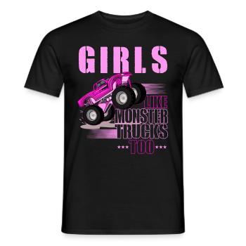 Monster Trucks Girl Funny - Men's T-Shirt - black - Front - AI Model Male 178 light (178cm)