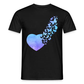Butterfly Heart Mignon Aquarelle - T-shirt homme - noir - Devant - AI Model Male 178 light (178cm)