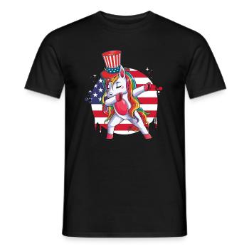 Dabbing Unicorn Juillet 4 Femmes Filles USA - T-shirt homme - noir - Devant - AI Model Male 178 light (178cm)