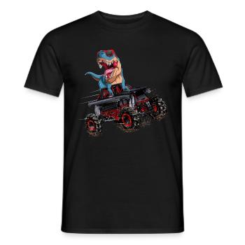 Trex Monster Truck Dirt Racing Dinosaurs - Men's T-Shirt - black - Front - AI Model Male 178 light (178cm)