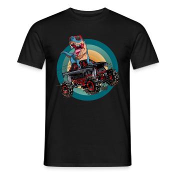 Trex Monster Truck Boys Dirt Race Dinosaur - Men's T-Shirt - black - Front - AI Model Male 178 light (178cm)