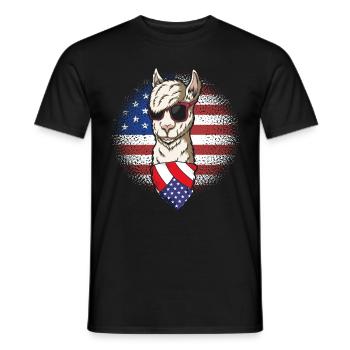 Llama USA Alpaga Drapeau américain 4 juillet - T-shirt homme - noir - Devant - AI Model Male 178 light (178cm)