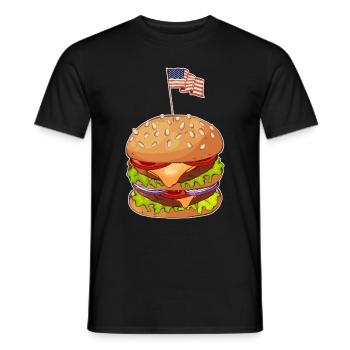 Burger Drapeau américain 4 juillet États-Unis - T-shirt homme - noir - Devant - AI Model Male 178 light (178cm)