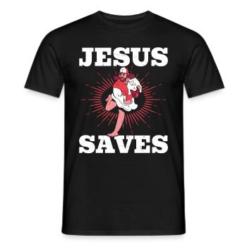 Jesus Baseball Humor Men Women Christian - Men's T-Shirt - black - Front - AI Model Male 178 light (178cm)