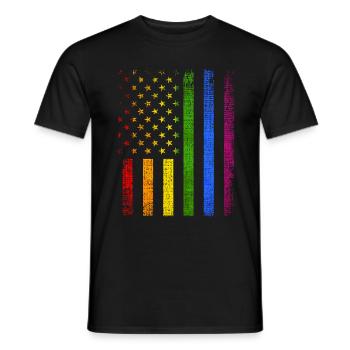 Bunte amerikanische Flagge LGBTQ Stolz - Männer T-Shirt - Schwarz - Vorne - AI Model Male 178 light (178cm)