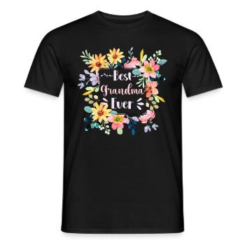 Best Grandma Ever Flowers Cute Gardener - Men's T-Shirt - black - Front - AI Model Male 178 light (178cm)