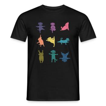 Colorful Dog Yoga Pose Funny Yoga Teacher - Men's T-Shirt - black - Front - AI Model Male 178 light (178cm)