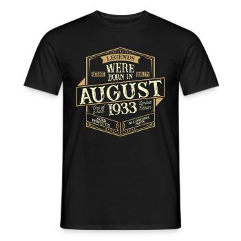 Homme d'anniversaire d'août 1933 - T-shirt homme - noir - Devant - AI Model Male 178 light (178cm)