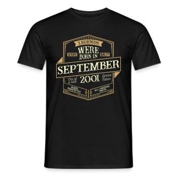 September 2001 birthday man - Men's T-Shirt - black - Front - AI Model Male 178 light (178cm)