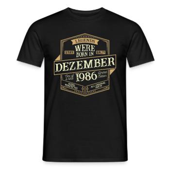 December 1986 Birthday man - Men's T-Shirt - black - Front - AI Model Male 178 light (178cm)