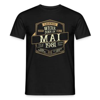 Mai 1981 Anniversaire Homme - T-shirt homme - noir - Devant - AI Model Male 178 light (178cm)