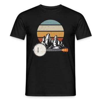 Retro Banjo Mountain Lovers Country Music - Men's T-Shirt - black - Front - AI Model Male 178 light (178cm)