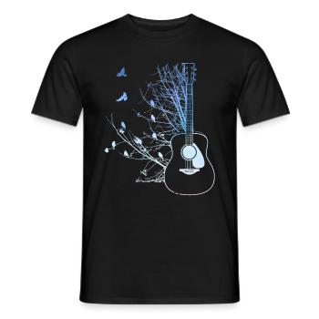 Birds Acoustic Guitar Nature Music Lovers - Men's T-Shirt - black - Front - AI Model Male 178 light (178cm)