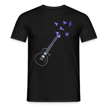 Guitare acoustique colorée Oiseaux Mélomanes - T-shirt homme - noir - Devant - AI Model Male 178 light (178cm)