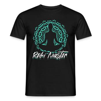 Méditation énergétique du Maître Reiki Spirituel - T-shirt homme - noir - Devant - AI Model Male 178 light (178cm)