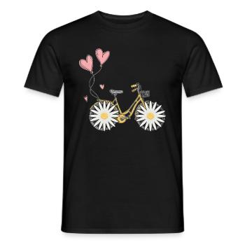 Daisy Bike Women Flower Bicycle Garden - Men's T-Shirt - black - Front - AI Model Male 178 light (178cm)