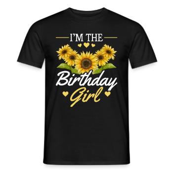 Anniversaire Fille Tournesol Fille Fleur - T-shirt homme - noir - Devant - AI Model Male 178 light (178cm)
