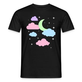 Niedlicher Pastel Goth Mond Wolken Kawaii - Männer T-Shirt - Schwarz - Vorne - AI Model Male 178 light (178cm)