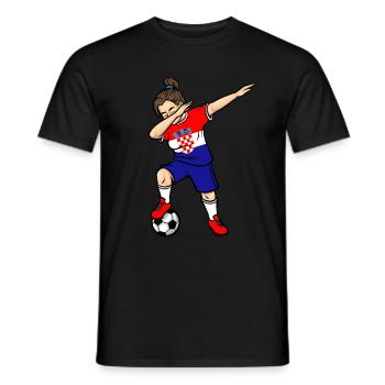 Dabbing Fußballspieler Mädchen Kroatien Fußball - Männer T-Shirt - Schwarz - Vorne - AI Model Male 178 light (178cm)