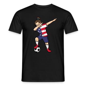 USA Dabbing Soccer Player Meisjes America Soccer - Heren T-shirt - zwart - Voor - AI Model Male 178 light (178cm)