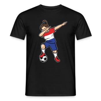 Dabbing Footballeuse Filles Pays-Bas Football - T-shirt homme - noir - Devant - AI Model Male 178 light (178cm)