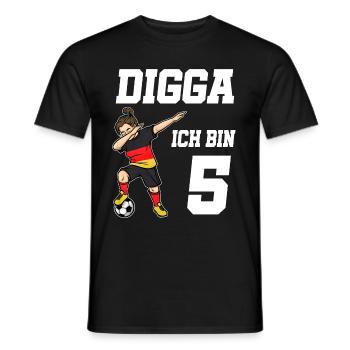Fußball Mädchen 5. Geburtstag Fußballer Deutschlan - Männer T-Shirt - Schwarz - Vorne - AI Model Male 178 light (178cm)