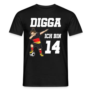 Fußball Mädchen 14. Geburtstag Fußballer Deutschla - Männer T-Shirt - Schwarz - Vorne - AI Model Male 178 light (178cm)