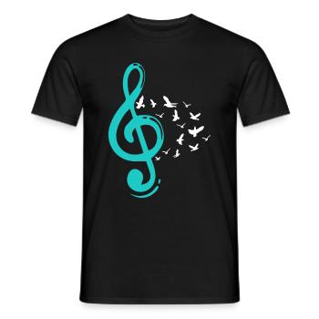 Violin clef Birds Music teacher Musicians - Men's T-Shirt - black - Front - AI Model Male 178 light (178cm)