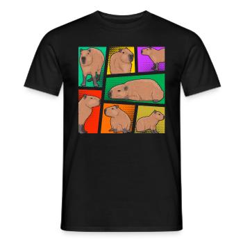 Capybara Pop Art Colorful Rodent Animal Love - Men's T-Shirt - black - Front - AI Model Male 178 light (178cm)