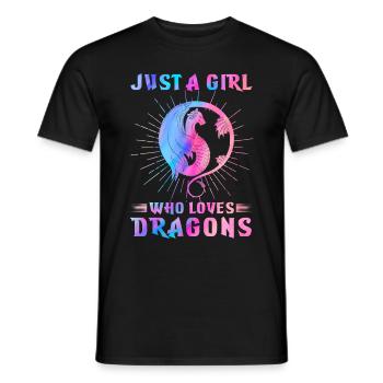 Colorful Dragon Lover Medieval Girl - Men's T-Shirt - black - Front - AI Model Male 178 light (178cm)
