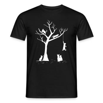 Chats ludiques Arbre Félin Chatons mignons - T-shirt homme - noir - Devant - AI Model Male 178 light (178cm)