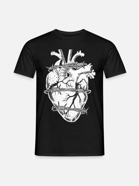 Coeur en fil de fer barbelé - T-shirt homme - noir