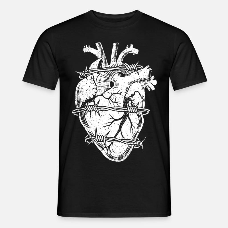 Stacheldraht Herz - Männer T-Shirt - Schwarz