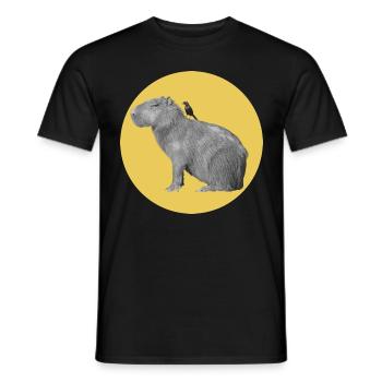 Water pig with bird - Men's T-Shirt - black - Front - AI Model Male 178 light (178cm)