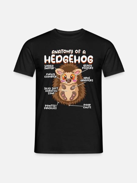 Anatomie d’un hérisson amusant - T-shirt homme - noir