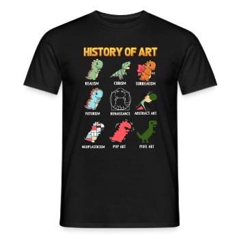 Art History with Dinosaurs English - Men's T-Shirt - black - Front - AI Model Male 178 light (178cm)