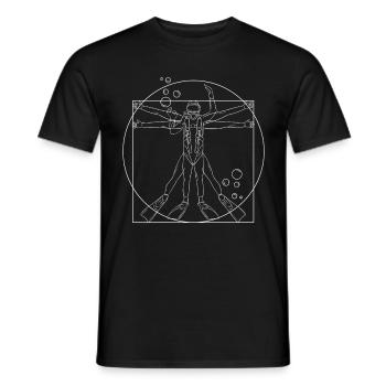 Sumbmarinist Vitruvian Man Diving - Men's T-Shirt - black - Front - AI Model Male 178 light (178cm)