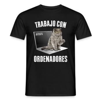 Arbeiten mit Computern und Geek-Katzen - Männer T-Shirt - Schwarz - Vorne - AI Model Male 178 light (178cm)