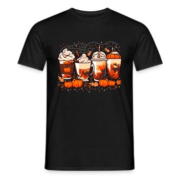 Herbst, Halloween Kaffee und Kürbisse - Männer T-Shirt - Schwarz - Vorne - AI Model Male 178 light (178cm)