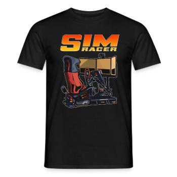 Sim Racer Driving Simulator Driver Gamer - Men's T-Shirt - black - Front - AI Model Male 178 light (178cm)
