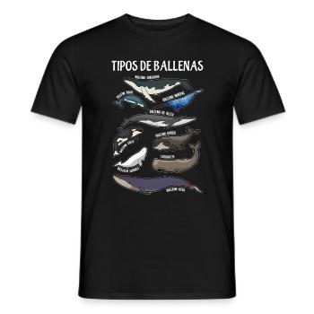 Types of whales Ilustaciones Spanish - Men's T-Shirt - black - Front - AI Model Male 178 light (178cm)