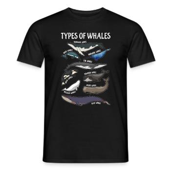 Types of whales English illusts - Men's T-Shirt - black - Front - AI Model Male 178 light (178cm)