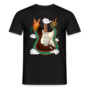 Dragon Rock E-Gitarre - Männer T-Shirt - Schwarz - Vorne - AI Model Male 178 light (178cm)