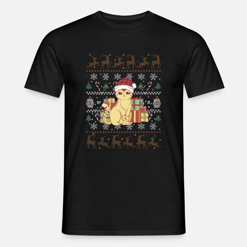 Mignon chat de Noël - T-shirt homme - noir