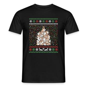 Corgi Weihnachtsbaum Weihnachten - Männer T-Shirt - Schwarz - Vorne - AI Model Male 178 light (178cm)