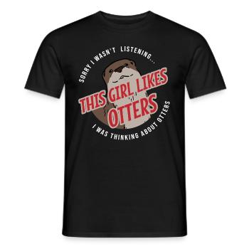 Girl Likes Otters süßes Zitat Seeotter Tier - Männer T-Shirt - Schwarz - Vorne - AI Model Male 178 light (178cm)