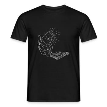 Katze und Bücher - Männer T-Shirt - Schwarz - Vorne - AI Model Male 178 light (178cm)