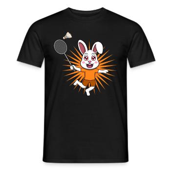 Cute Rabbit Badminton Player Ironic Hobby Sports - Men's T-Shirt - black - Front - AI Model Male 178 light (178cm)