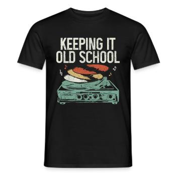 Vinyl Record Vintage DJ Gift - Men's T-Shirt - black - Front - AI Model Male 178 light (178cm)